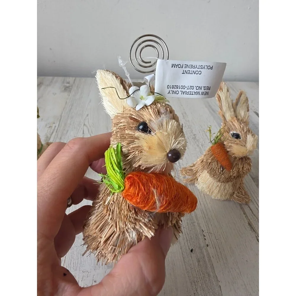Pier 1 bottle brush rabbit‎ bunny placeholder ornament Easter Bunny decor